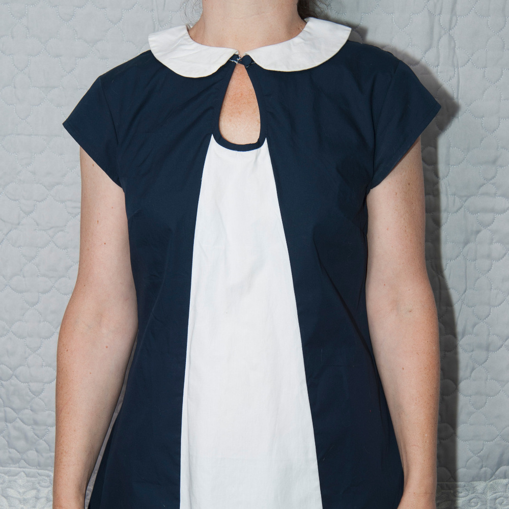 NWT eShakti Navy & White A-line Mod Dress